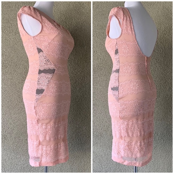 🔥5/$20🔥 “Bloom” Dusty Pink Stretch Lace Mini Dress.size XS - Picture 3 of 11